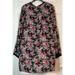 Eyeshadow Women's Black Long Sleeved Top With Pink Floral Print, Polyester, 2X Photo 3