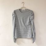 Rebecca Taylor  Ruched Striped Long Sleeve Tee in Blue White XS Photo 1