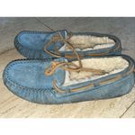 UGG  DAKOTA SUEDE/ SHEEPWOOL MOCCASIN SLIPPERS, WOMEN US 7 Blue‎ Photo 1
