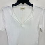 Madewell Pointelle Notch Neck Tee Shirt Cotton White Basics Casual Small NWT Photo 6
