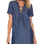 Lovers + Friends Revolve  Chambray Laced Mini Dress Photo 0
