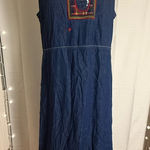 Bobbie Brooks Denim Midi Dress Embroidered Apple Sleeveless M 8/10 Blue Size M Photo 0