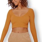 Forever 21  Orange Long Sleeves Cropped Top M/L Photo 0