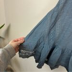 LOGO By Lori Goldstein LOGO | Dusty Blue 3/4 Sleeve Ruffle Lagenlook Tunic Size XS Photo 2
