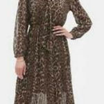 Banana Republic Animal Print Chiffon Lined Dress with Front Tie - size 4 Photo 0