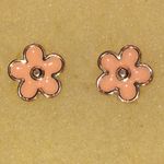 Gold Tone and Peach Pink Dainty Flower Stud Earrings Photo 3