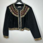 Soft Surroundings  Threads of Life Black Bolero Jacket Beaded Quilted Velvet Photo 1