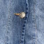 Stylish Vintage Denim Jacket with Embellishments rhinestone buttons Blue Size L Photo 4