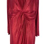 Tadashi Shoji  Metallic Long Sleeve Evening Gown Deep Red Size XXL Photo 7
