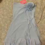 Edikted Blue Thalia Flower Pin Ruffle Mini Dress Photo 2