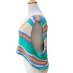 Free People Beach Marsha Striped Sweater Vest Sz XL Cropped Green Coastal Boho Photo 2