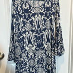 MSK Blue Floral Long Bell Sleeve Dress Medium Work Office Party M Photo 0