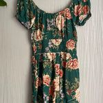 American Eagle  Floral Smocked Peasant Romper Green Midi Boho Cottagecore Small Photo 6