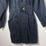 Etica Dress Womens XS Blue Mira Dark Denim Wrap Jean Mini Puff Sleeve Ca… Photo 6