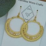 Handmade Gold Ornamental Round Hoop Decorative Earrings Photo 0