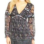 Free People New  Cherry Blossom Embroidered Black Floral Mini Dress Women Size 0 Photo 0