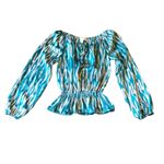 Michael Kors Top Striped Drop Waist Blouse Blue Photo 1