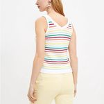 Loft Rainbow Striped Button Sweater Tank Top Sz M Women Photo 2
