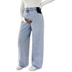 NWT MakeMeChic Maternity Jeans Wide Leg Over Belly Denim – Small Blue Size undefined Photo 1