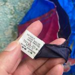 Vintage Golden Camel silk white floral hand rolled large square head wrap scarf Blue Photo 5