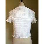 Dainty White Knit Cropped Cardigan Short Sleeve button Small coquette whimsi Y2k Photo 1