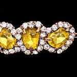 Sam Edelman NEW - Chic Rose Gold Link Triple Gemstone Bracelet Jewelry w Clear Crystal Halos Photo 0