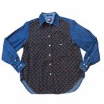 Tommy Hilfiger Vintage Denim Button-Up Shirt with Velvet Paisley Front Print Photo 0