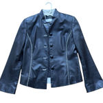 Dana Buchman  Black Leather Jacket Size 10 Button Front Accent Stitching Photo 0