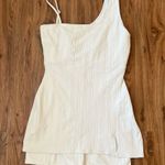Beach Riot Women’s Elise Woven White Asymmetric Tennis Mini Dress With Shorts L Photo 2