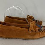 Minnetonka Kilty Tribal Aztec Print Hardsole Slip On Moccasin Sz 7 Photo 4