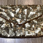 Vintage J. Renee Gold Sequin Clutch Handbag Chain Strap Evening Bag Photo 0