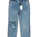 Good American NWT  Straight Leg  90s Icon Duster High Rise Cotton Jeans 0/25 Blue Photo 14