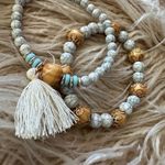 Beaded Cream Gold Pale Blur Beaded Bracelet Duo Photo 14