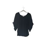 H&M Black Off Shoulder Top Ruffle Sleeves Relaxed Flowy Blouse Size 10 Photo 1
