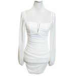 Hello Molly  Ruched Mini Dress Women’s Size Small White Bodycon Cocktail Photo 3