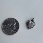 Vintage Swirl Detail Heart Charm 925 Sterling Silver Unmarked Photo 1