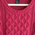 H&M Cable Knit Long Sleeve Sweater, Classic Woven Sweater, Pink/Red, Size Small Photo 15