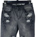 Vanilla Star Jeans Vanilla Star Juniors SZ 5 High-Rise Skinny Jeans Stretch Floral Embroidered Gray Photo 1