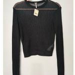 Free People H2O Crew Pullover Sheer Garage Grunge Knit Top Black Small Photo 1
