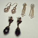Dangle Drop Pierced Earrings Lot Of 3 Rhinestone Mix Some Bead Photo 0
