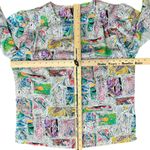 Vintage 80s Gray Rainbow Blue Pink Swirl Satin Scoop Neck Blouse size 10 / M Size M Photo 3