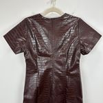 J.Crew Collection Croc Embossed Mini Dress Shift Brown Faux Leather US 4 NWT Photo 10