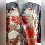 Odille x Anthropologie Gray Camo Print Blouse Size 6 Orange Photo 0