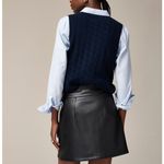 J.Crew NEW Center Pleat Mini Skirt Faux Leather Preppy Academia Green US 6 Photo 3