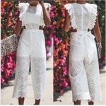 Blue Blush  WHITE EYELET JUMPSUIT CROP LENGTH 100% COTTON PREOWNED‎ Photo 1