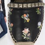 Saint Laurent studded black leather floral espadrille flats size IT 39 US 9 Photo 18