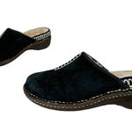 UGG  Australia Black Suede Slip On Mules Clogs Sz 7 Embroidered Photo 3
