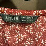 SheIn Red Floral Blouse w/Front Tie, Size M Photo 4