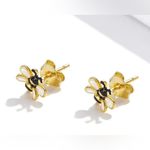 S925 Silver Bumble Bee Earrings NWT Black Photo 1