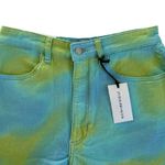 We Wore What Revolve Flare Bell Short Stretch Twill Denim Blue & Green Tie Dye 28 Photo 3